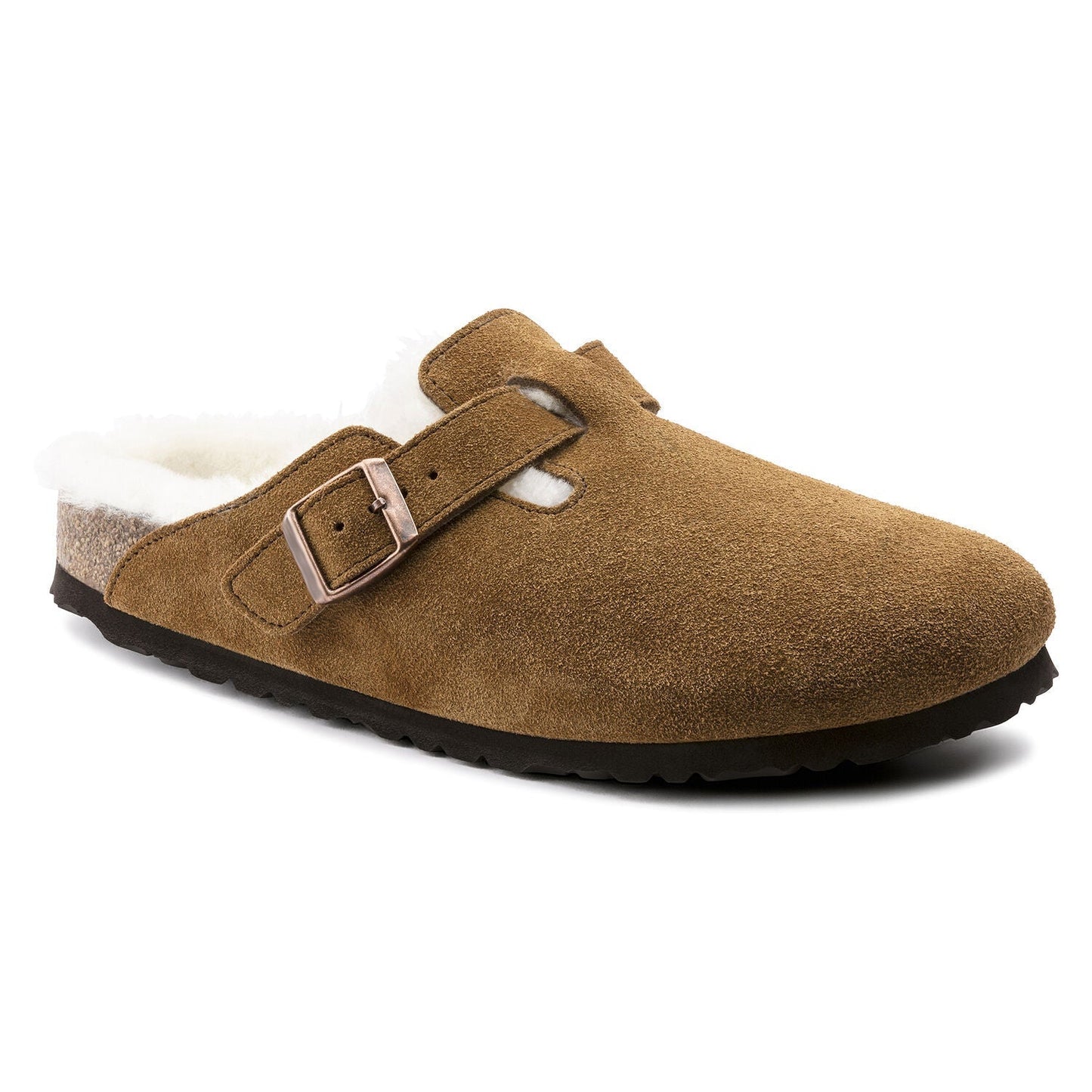 Closed-Toe cork slides Shearling | Suede | Mink