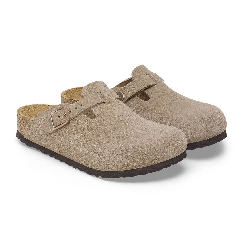 Closed-Toe cork slides | Kids | Suede | Taupe