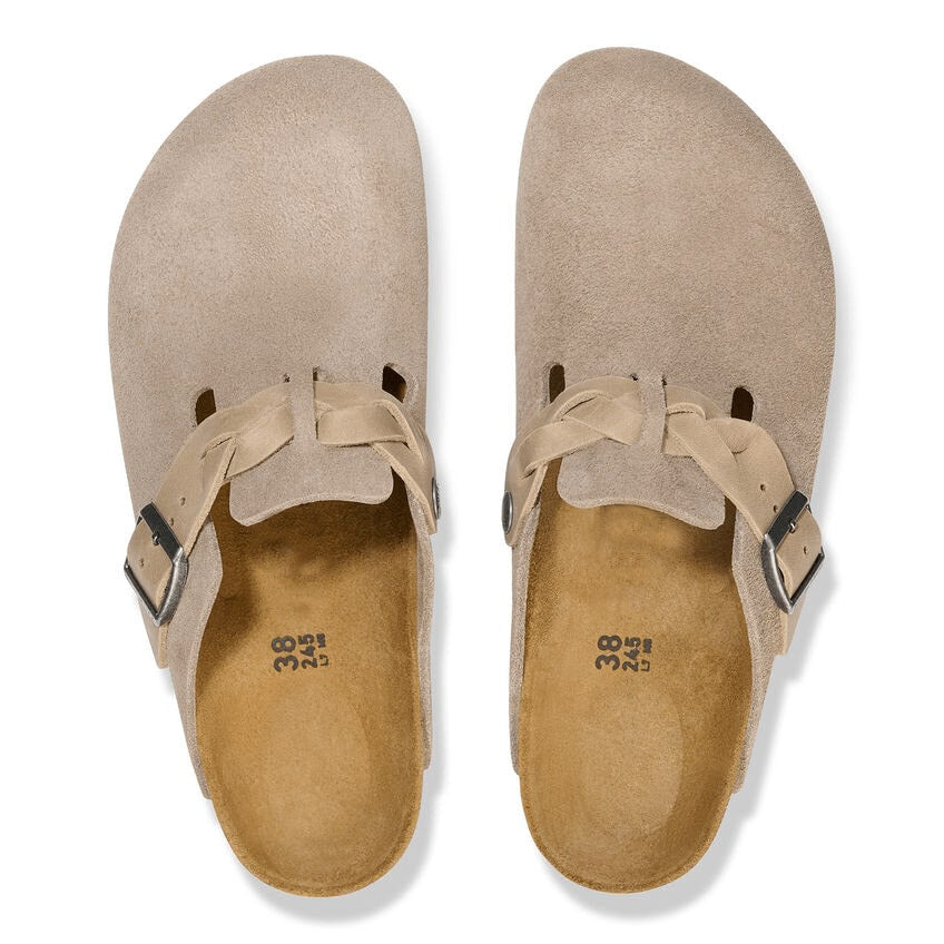 Closed-Toe cork slides Braid | Suede | Taupe