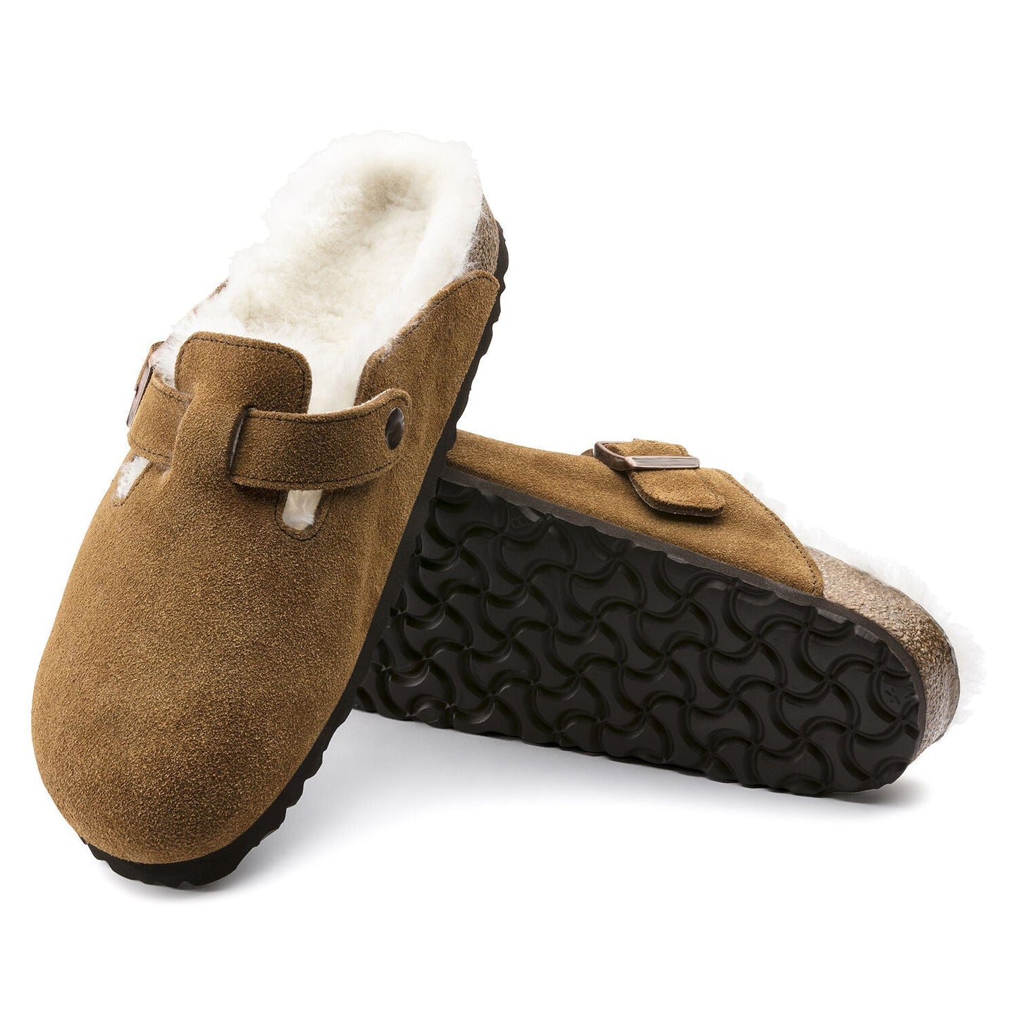 Closed-Toe cork slides Shearling | Suede | Mink