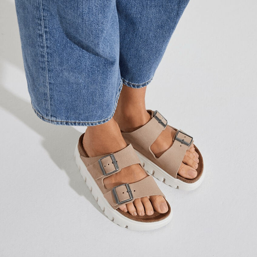 Closed-Toe cork slides Chunky | Suede | Warm Sand