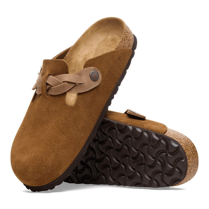 Closed-Toe cork slides Braid | Suede | Mink