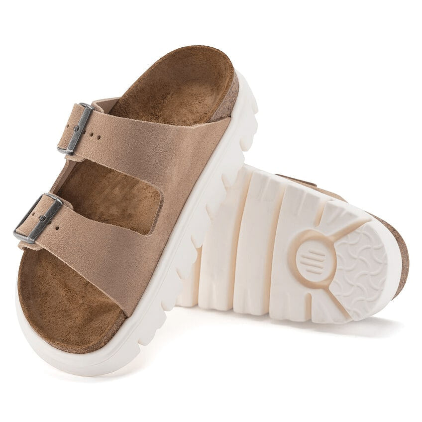 Closed-Toe cork slides Chunky | Suede | Warm Sand