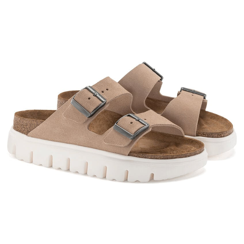 Closed-Toe cork slides Chunky | Suede | Warm Sand