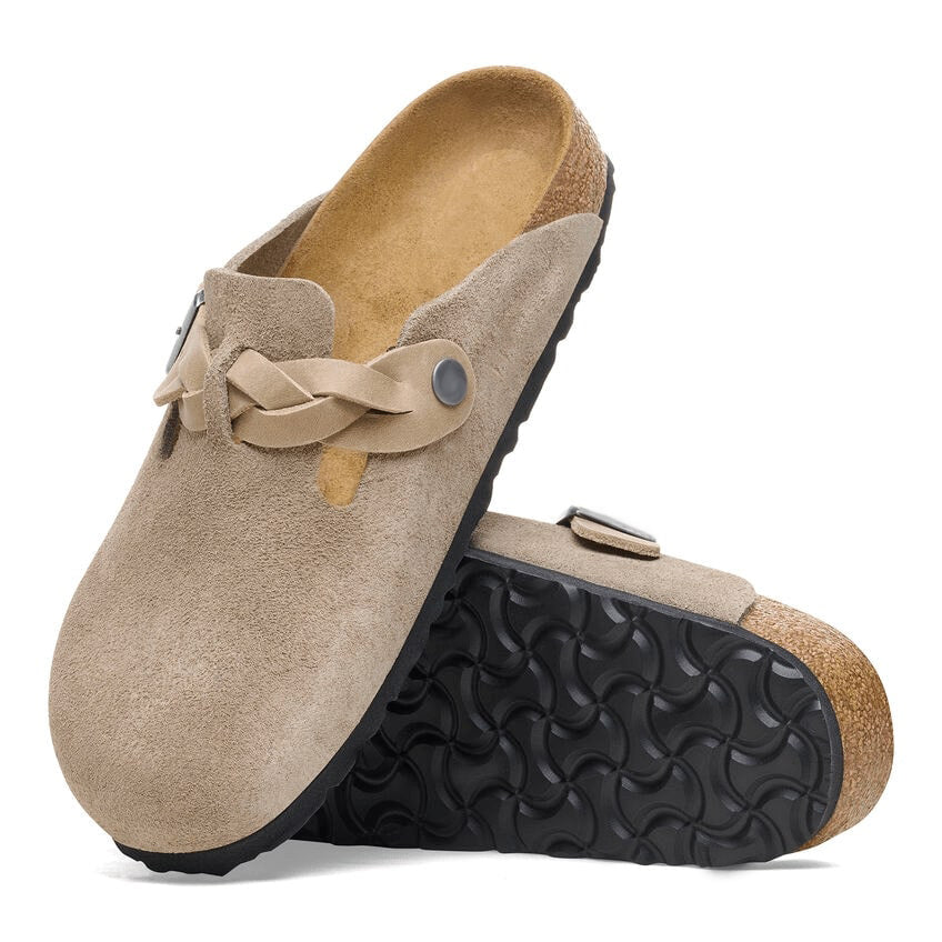 Closed-Toe cork slides Braid | Suede | Taupe